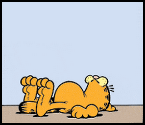 garfield lying on back